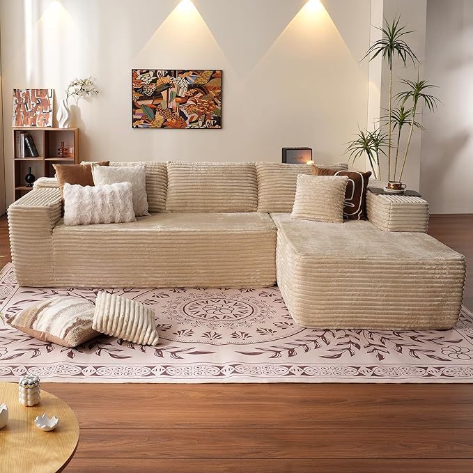 TikTok Popular 107 Inch Fluffy Cloud Sofa Sectional L Shape with Chaise Oversized Modular Corner Couch