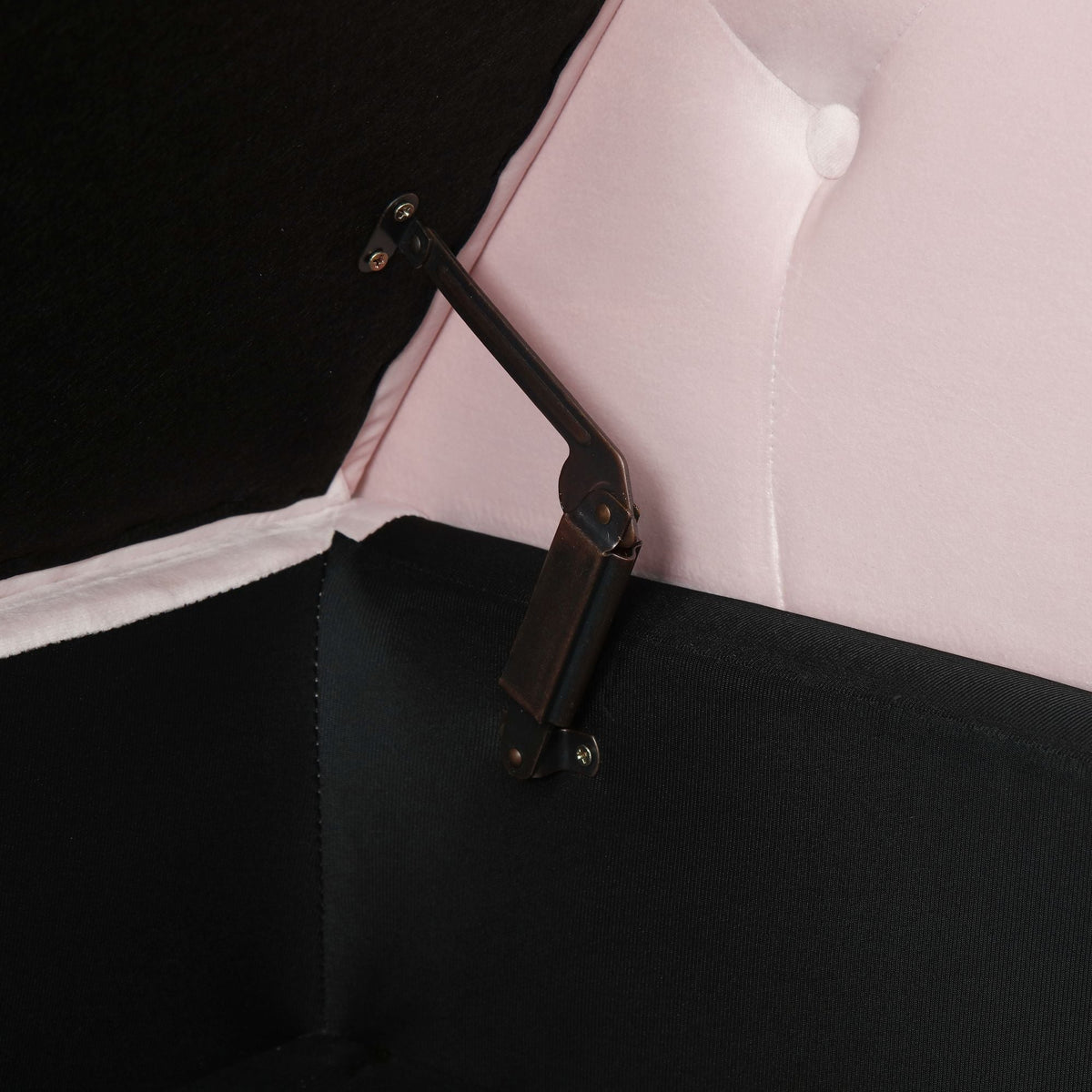 Aijia 63\" Pink Velvet Rectangular Chaise Lounge Stool Multifunctional Storage Tufted Nailhead Trim Solid Wood Legs 1 Pillow