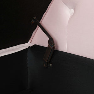Aijia 63\" Pink Velvet Rectangular Chaise Lounge Stool Multifunctional Storage Tufted Nailhead Trim Solid Wood Legs 1 Pillow