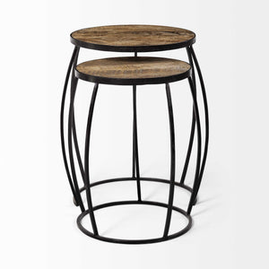 Set of Two 26\" Solid Wood Round End Tables in Black and Brown HMS Coffee Tables
