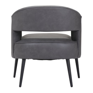HMS 27\" Gray and Gold Faux Leather Arm Chair with Upholstered Seat Elegant Living Room Chair
