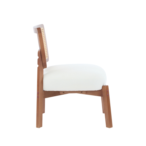 Modern Beige Lounge Chair Set 2 Woven Backrest Sturdy Wooden Frame Minimalist Elegant Accent Seating for Living Room Bedroom