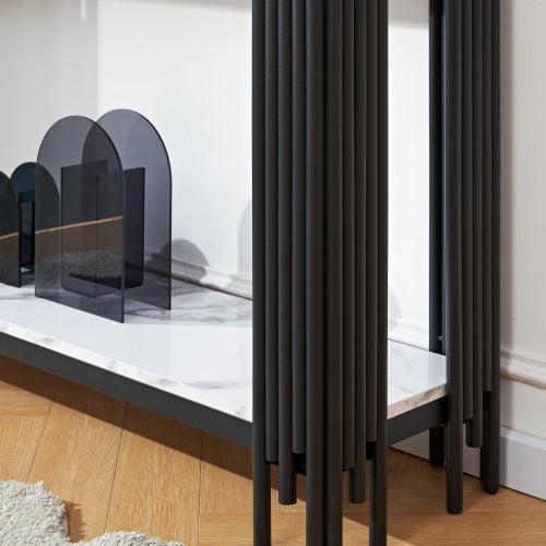 2-Story Marble Decorative Console Table - Black