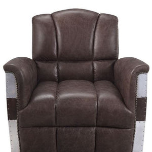HMS 35 Brown Top Grain Leather Patchwork Club Chair for Living Room
