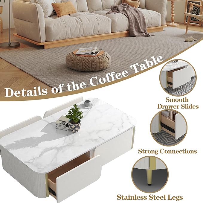 Hot Sale Modern Style Living Room Sintered Stone Coffee Table TV Cabinet Combo Set High-grade Simple Wood Coffee Table