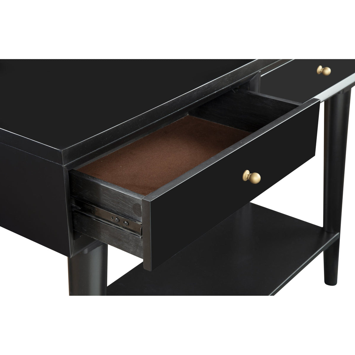 HMS 42\" Black Floor Console Table with Shelves Drawers Versatile Furniture for Entry Living Room Hotel Bedroom Farmhouse