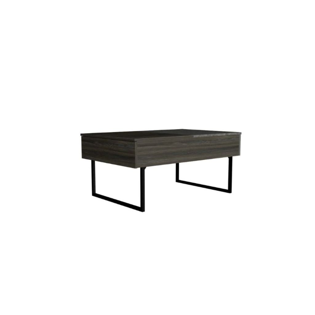 HMS 39\" Espresso and Black Metal Lift Top Coffee Table with Drawer