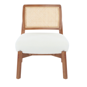 Modern Beige Lounge Chair Set 2 Woven Backrest Sturdy Wooden Frame Minimalist Elegant Accent Seating for Living Room Bedroom