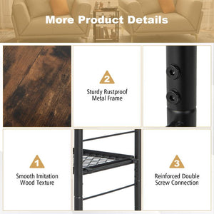 Adjustable 3-Tier Industrial Side Table with Mesh Shelf for Coffee Tables