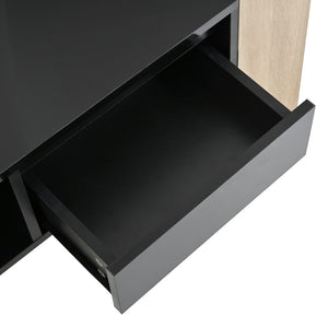 High Glossy Coffee Table with 2 Drawers, Practical Two Tone Center Table with Hidden Compartments, Rectangle Cocktail Table