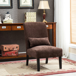 Pisano Contemporary Chenille Fabric Armless Accent Chair with Pillow, Teal Blue