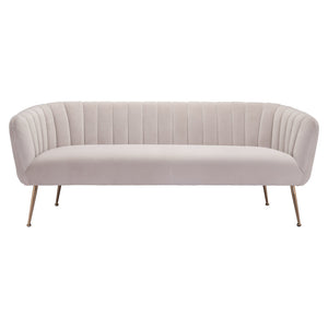 HMS 70 Beige Velvet Chesterfield Sofa Gold Legs Contemporary L-Shape Design Convertible Home Furniture Use Genuine Leather