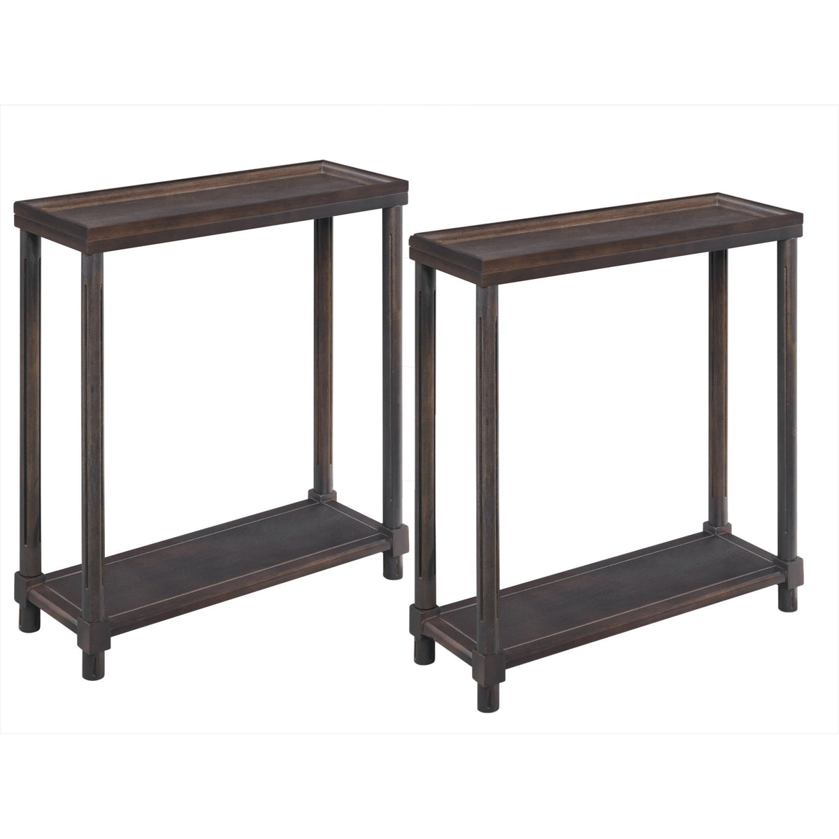 HMS 24\" Espresso Solid Wood End Tables with Shelf Set of Two Farmhouse Style Living Room and Entry Furniture