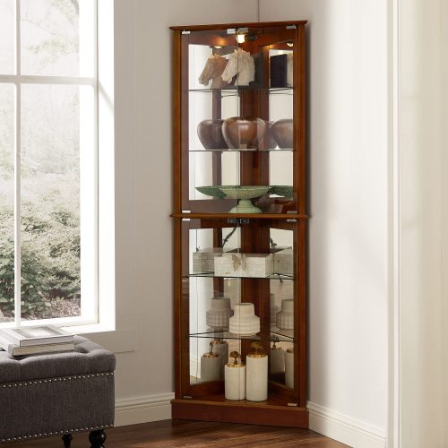 Corner FCJ Lighted Display Cabinet Elegant Treasure Showcase for Home or Store
