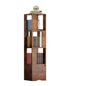YQ FOREVER Wooden Bookshelve Bookshelf With Door Storage Rack Bookcase Living Room Furniture
