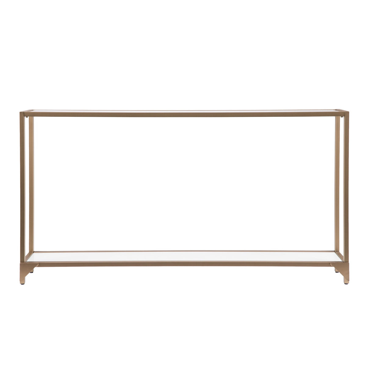 HMS 56\" Clear and Gold Glass Mirrored Frame Console Table with Shelves Elegant Home Décor Console Tables