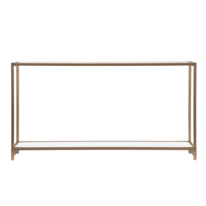 HMS 56\" Clear and Gold Glass Mirrored Frame Console Table with Shelves Elegant Home Décor Console Tables