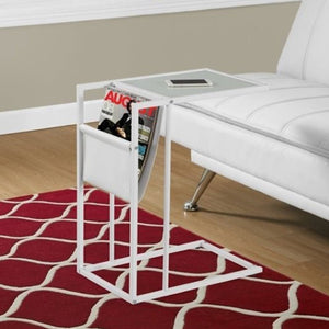 Homeroots White Modern Metal And Glass Tv Table