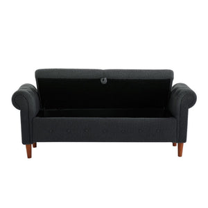 Grey Teddy Velvet Multifunctional Storage Rectangular Sofa Stool