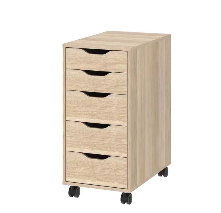Modern Wooden 5 Drawers Cabinet Nightstand , Mobile Drawer Chest Cabinets with Wheels
