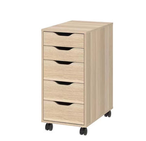 Modern Wooden 5 Drawers Cabinet Nightstand , Mobile Drawer Chest Cabinets with Wheels
