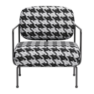 HMS 29 Black and White Upholstered Houndstooth Arm Chair for Living Room