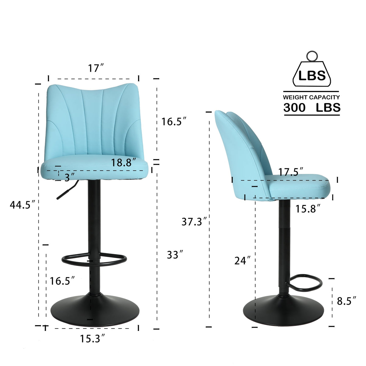Counter Stools,Set of 2 Bar Stools with Back and Footrest, Modern Metal Counter Height Barstools for Kitchen Home Bar