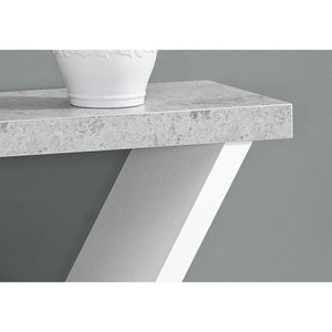HMS 36\" Contemporary Abstract Console Table with Shelves Gray and White Marble for Entry or Living Room Furniture
