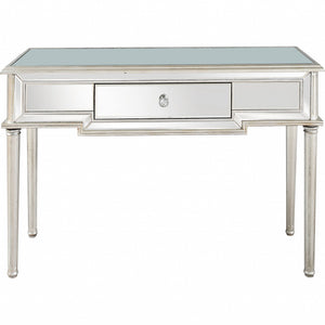 HMS Classic Silver Leaf Antiqued Console Table for Entry Living Room Hotel Bedroom Farmhouse Iron Wood Versatile Home Furniture