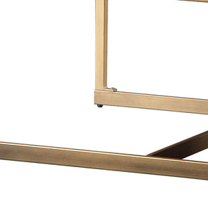 HMS 51 Rectangular Coffee Table with Brass & Retro Brown Leather Stylish Vintage Design