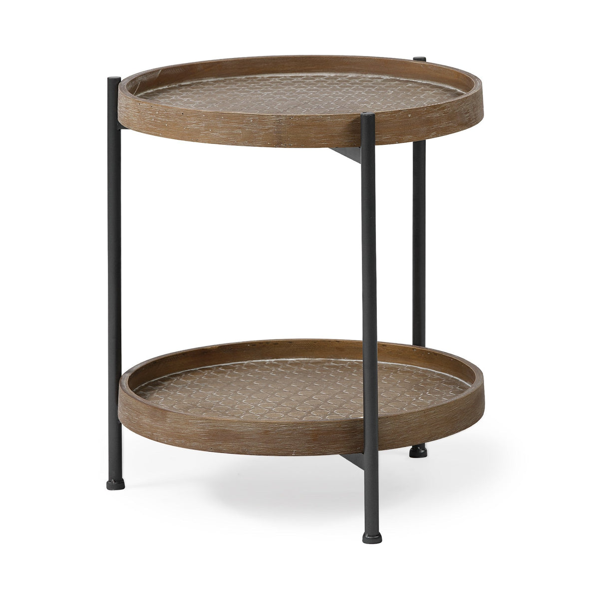 HMS 19\" Solid Brown Wood Round End Table Elegant Console Tables