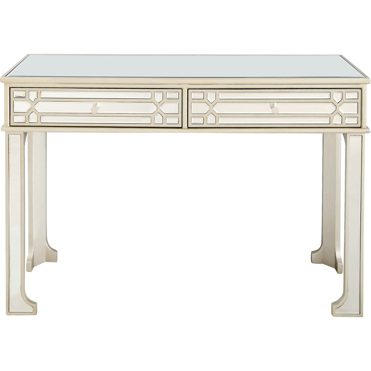 HMS Regal Feel Wood Metal Console Table with Mirrored Surface Antique Design for Living Room Bedroom or Hotel Home Furniture