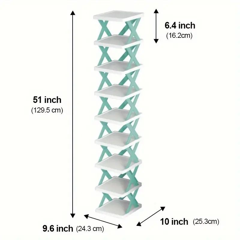 9-Layer High Narrow Entrance Shoe Rack Space-Saving Vertical Plastic Stackable Shoe Rack for Wardrobe for 9 Pairs Shoes for Chri
