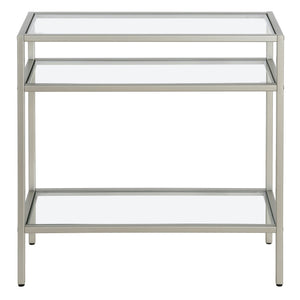 HMS 24\" Nickel Steel End Table with Two Clear Glass Shelves Console Tables