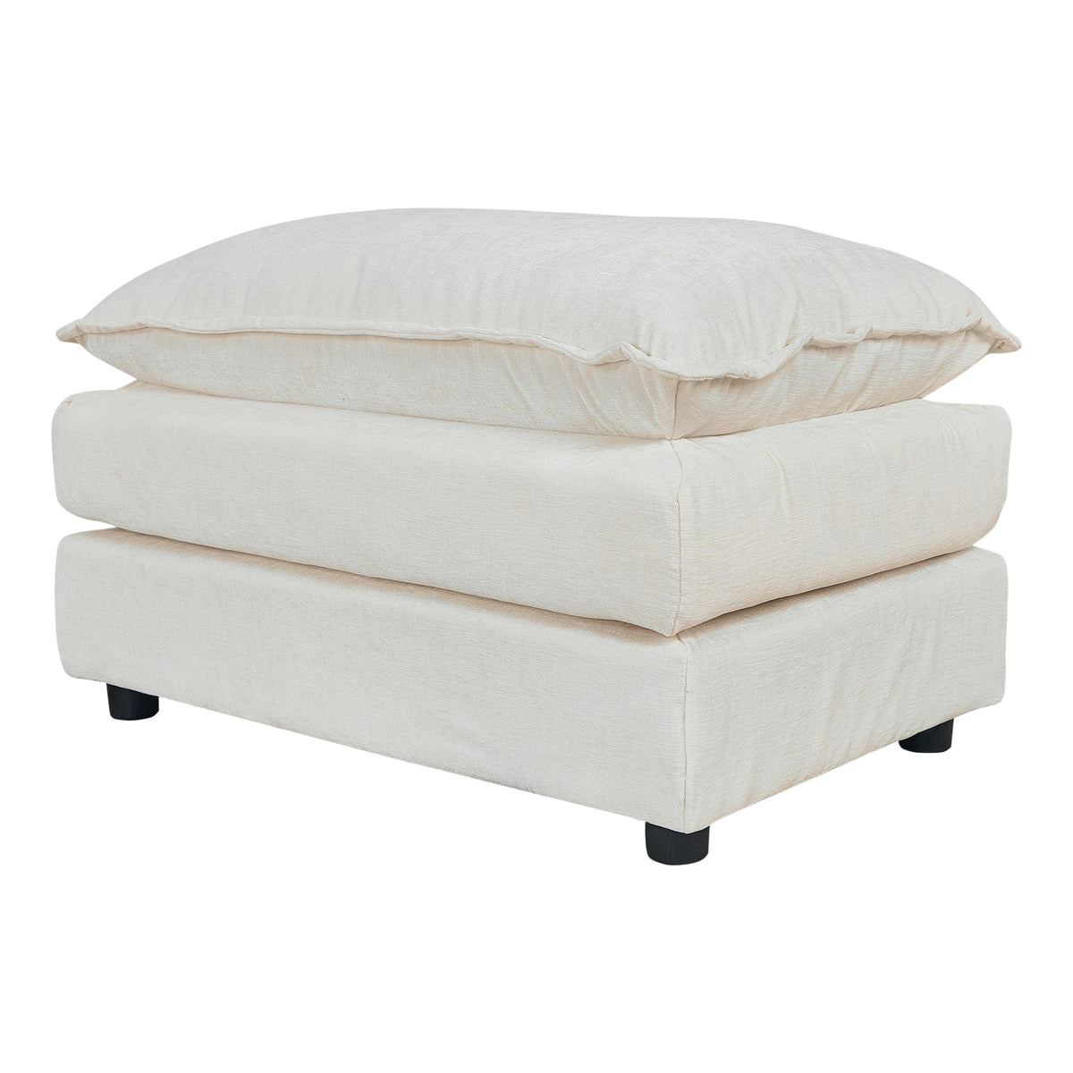 4-Seater Beige Sofa with 2 Footrests for Living Room