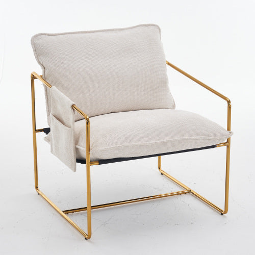 Modern Furniture Two-piece Living Room Chair, Cushioned Hanging Armchair, Metal Frame with Armrest Pocket