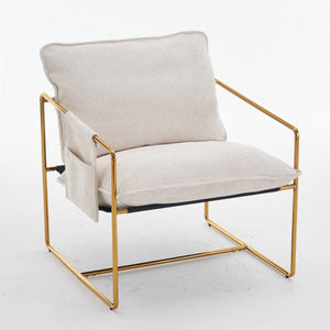 Modern Furniture Two-piece Living Room Chair, Cushioned Hanging Armchair, Metal Frame with Armrest Pocket