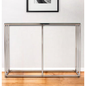 HMS 42\" Console Table Clear Gold Glass Frame Mirrored Accent for Entry Living Room Bedroom Hotel Decoration Rustic Iron Marble