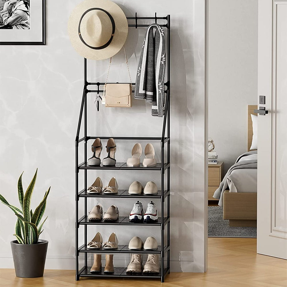 5 Tiers Shoe Rack ,Tall Shoe Organizer Sturdy Shoe Storage,Space Saving Wide Shoe Rack for Closet, Entryway, Bedroom, Black