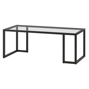 HMS 45 Convertible Coffee Table Black Tempered Glass Top with Steel Frame Modern Simple Farmhouse Style for Living Room