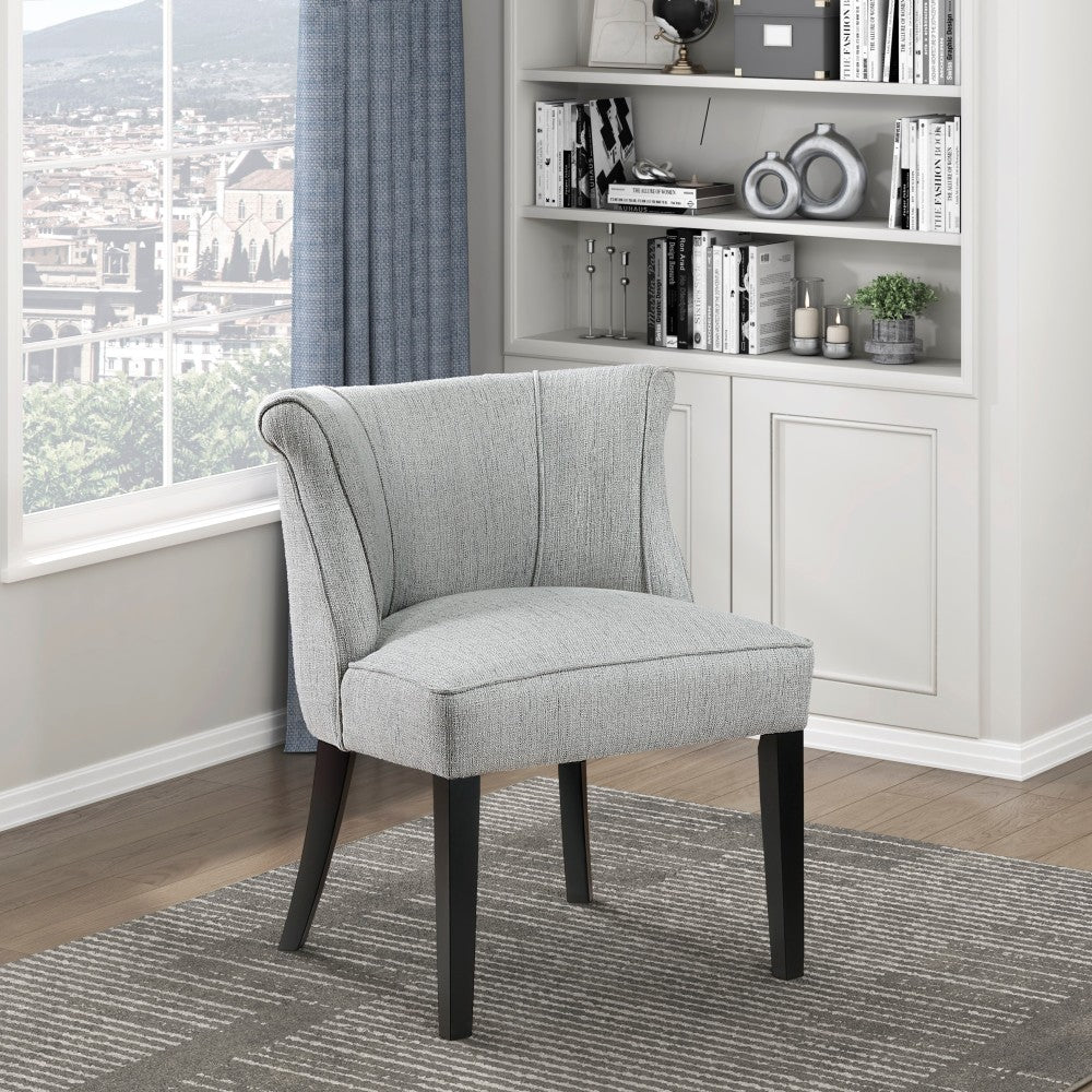 Foam Cushion Seat 1pc Accent Chair Curved Back Charcoal Fabric Upholstered Espresso Finish Legs