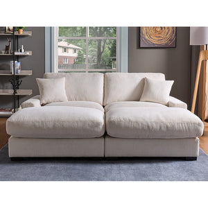 Modular Sectional Sofa,4 Seater Oversized Sectional Sofa, Corduroy Fabric with 2 Ottoman Bench and 2 Pillows