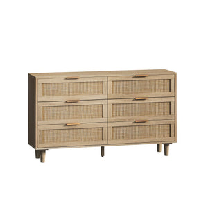 FCJ Extendable Rattan Storage Cabinet with Drawers Natural Indoor Home Furniture for Bedroom & Living Room