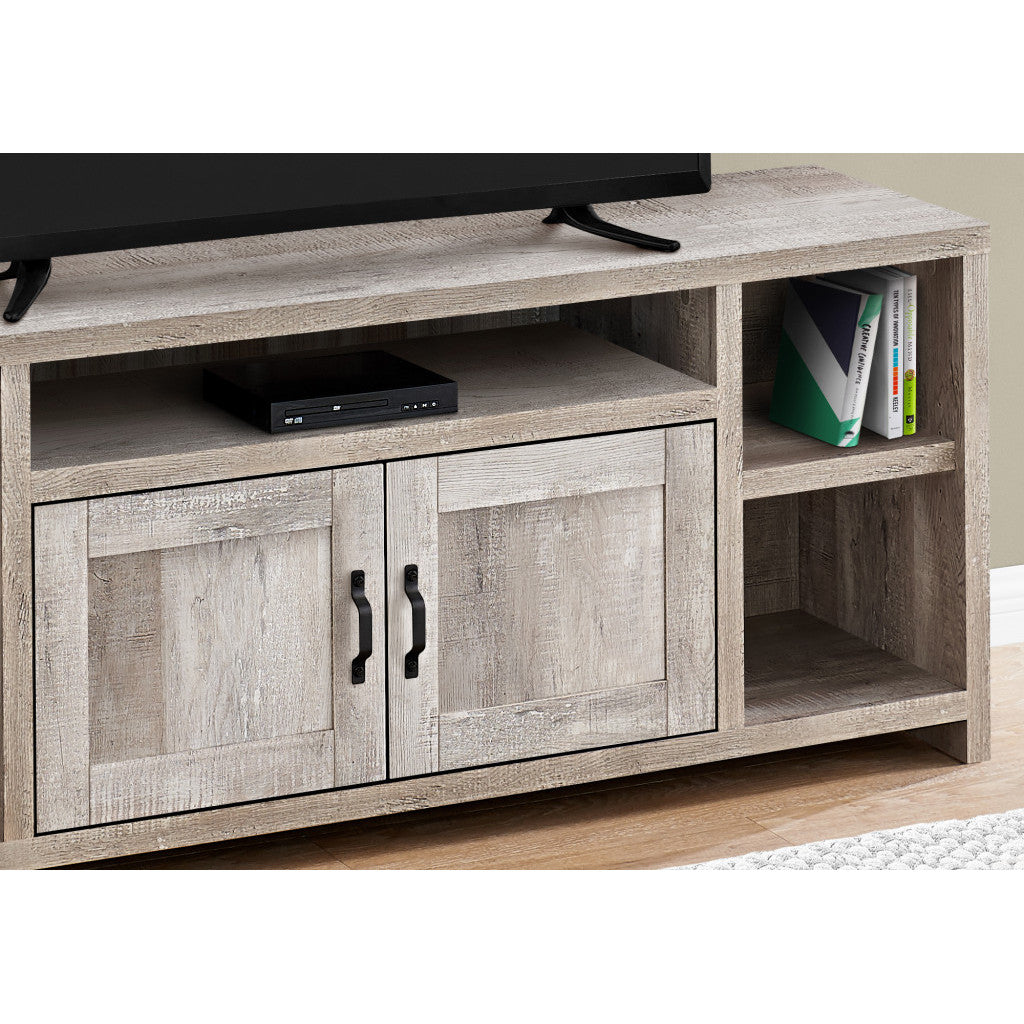 HMS 59 Taupe Distressed Wood TV Stand with Enclosed and Open Storage Elegant Home Entertainment Furniture
