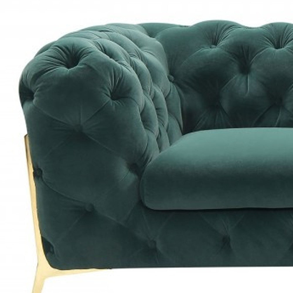 HMS 74 Two-Seater Chesterfield Loveseat Emerald Gold Velvet Sectional Sofa Sponge Filling for Home Furniture Apartment Made PU