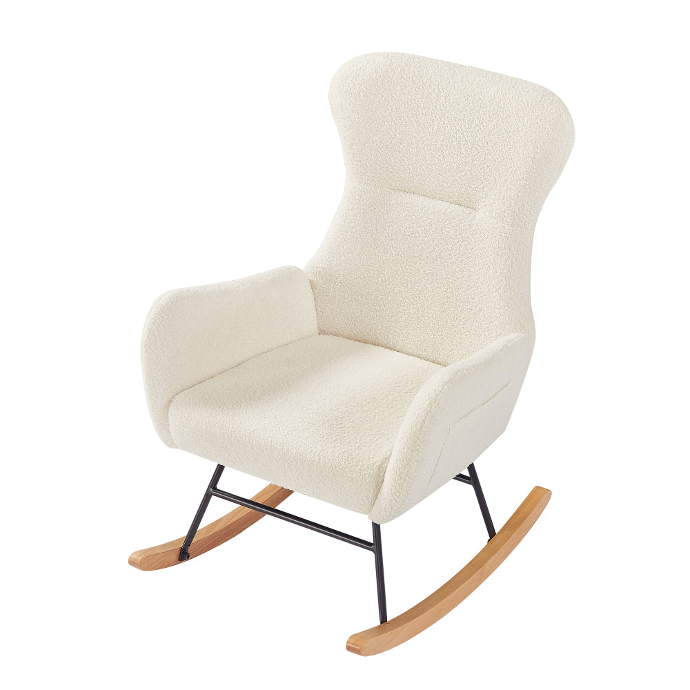 White Teddy Fabric Rocking Chair