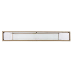 HMS 56\" Clear and Gold Glass Mirrored Frame Console Table with Shelves Elegant Home Décor Console Tables