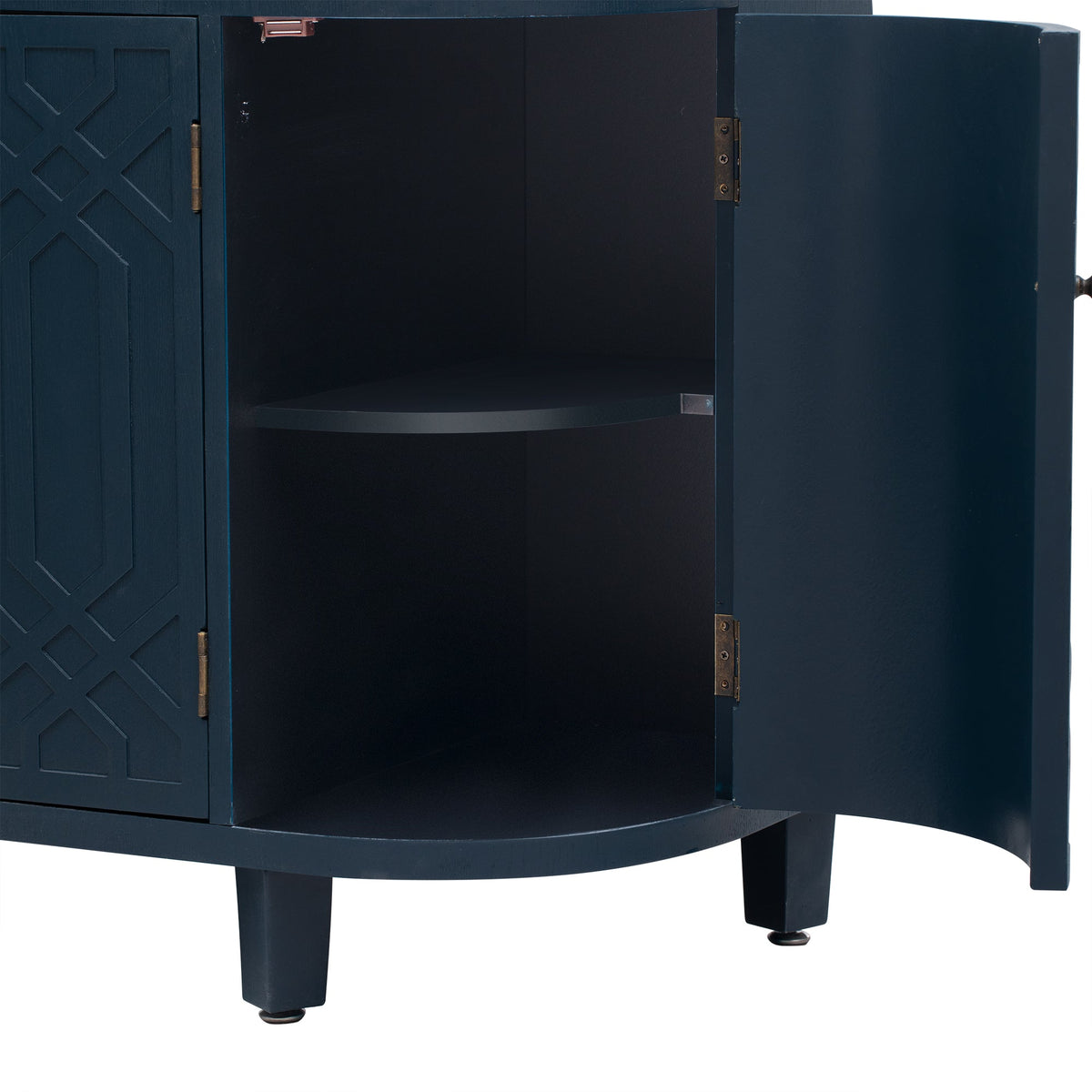 Curved Design Storage Cabinet Featuring Four Doors and Adjustable Shelves Suitable for Corridors Entrances and Study