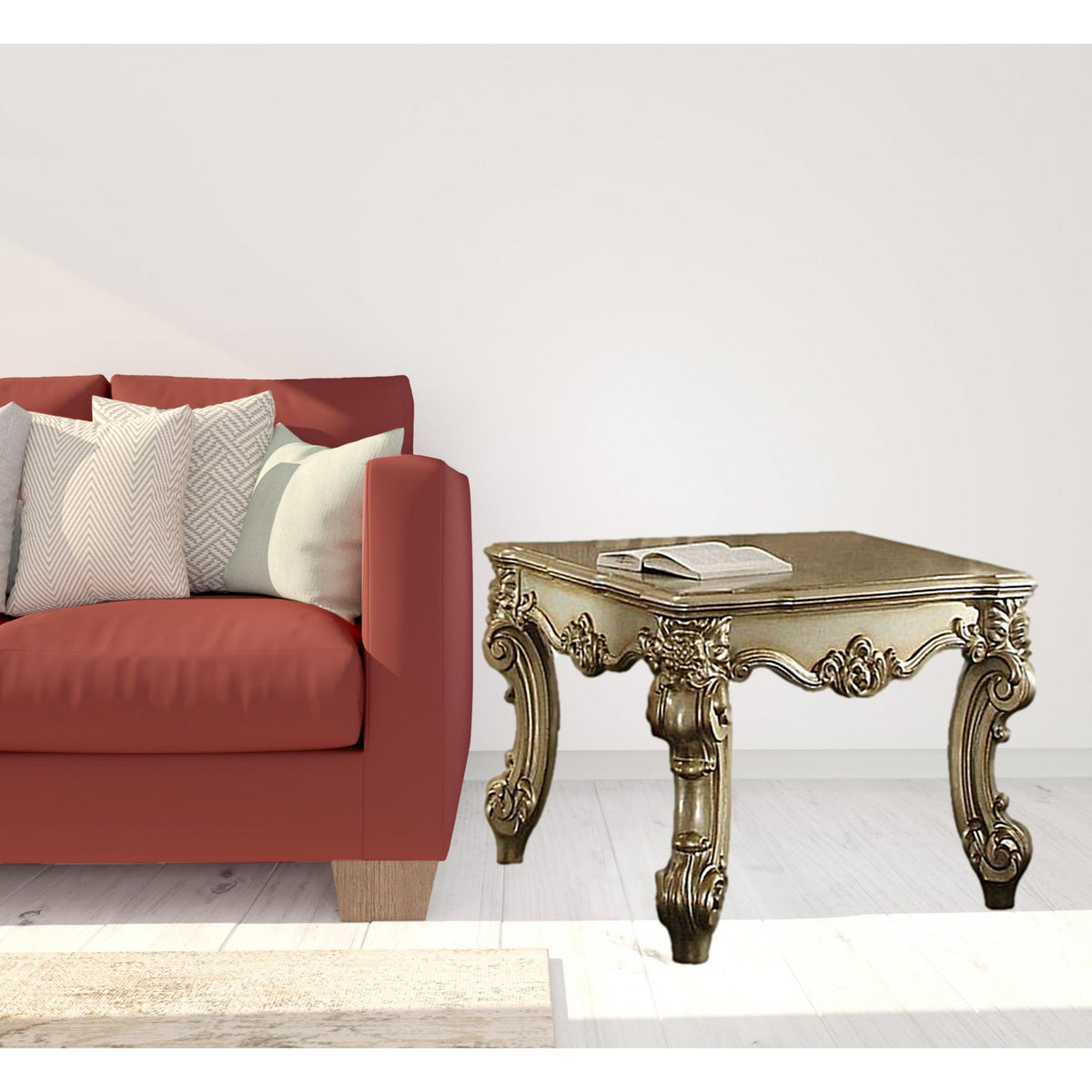 HMS 26\" Gold Patina Manufactured Wood Square End Table Elegant Coffee Tables with Unique Style