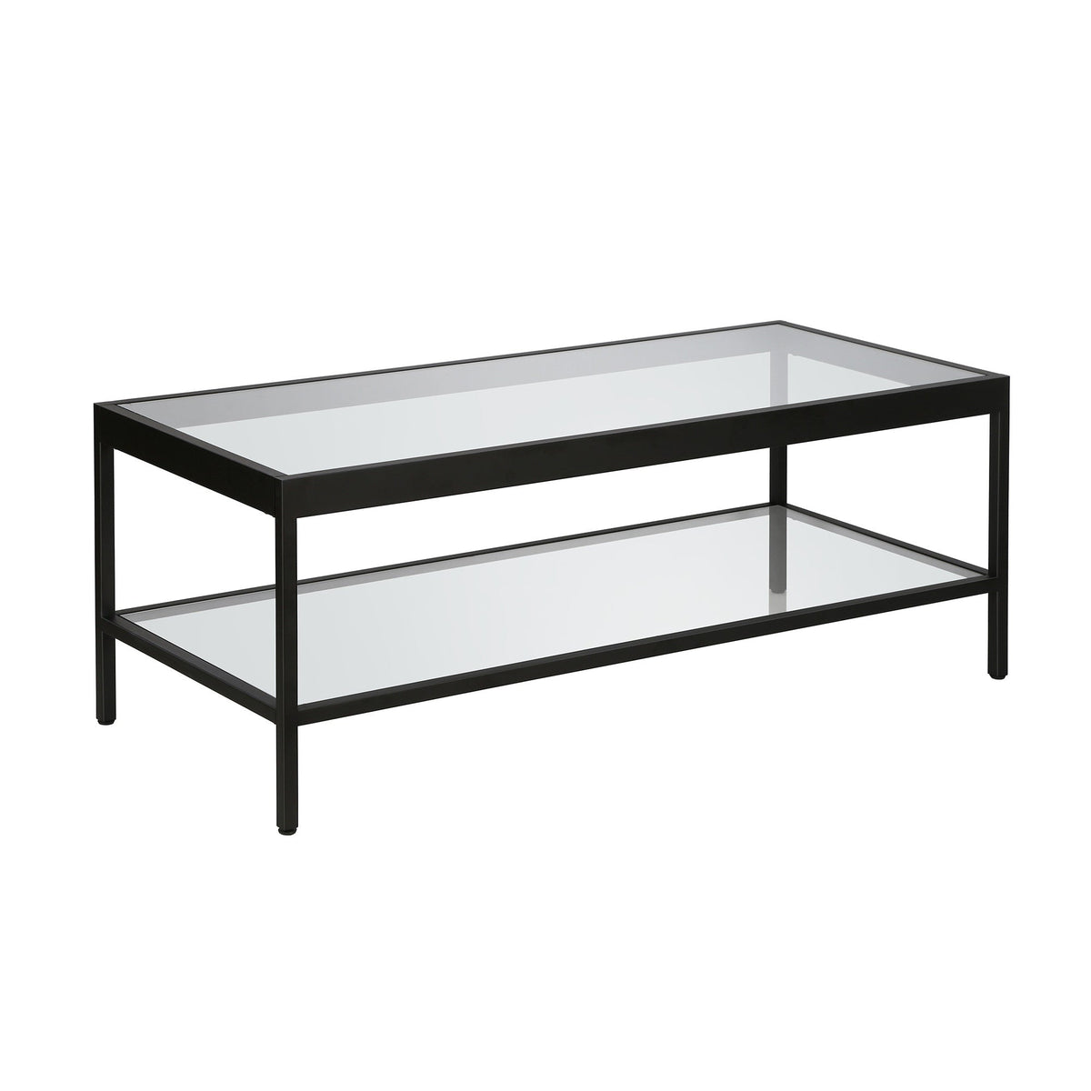 HMS 45 Clear and Black Glass and Steel Coffee Table with Practical Shelf